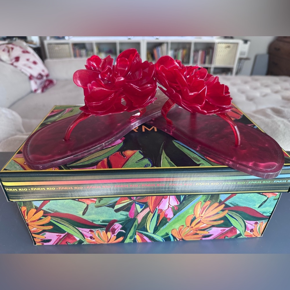 Farm Rio Flower Jelly Sandals Red (NWT - Never worn) FREE SHIPPING - Picture 2 of 4